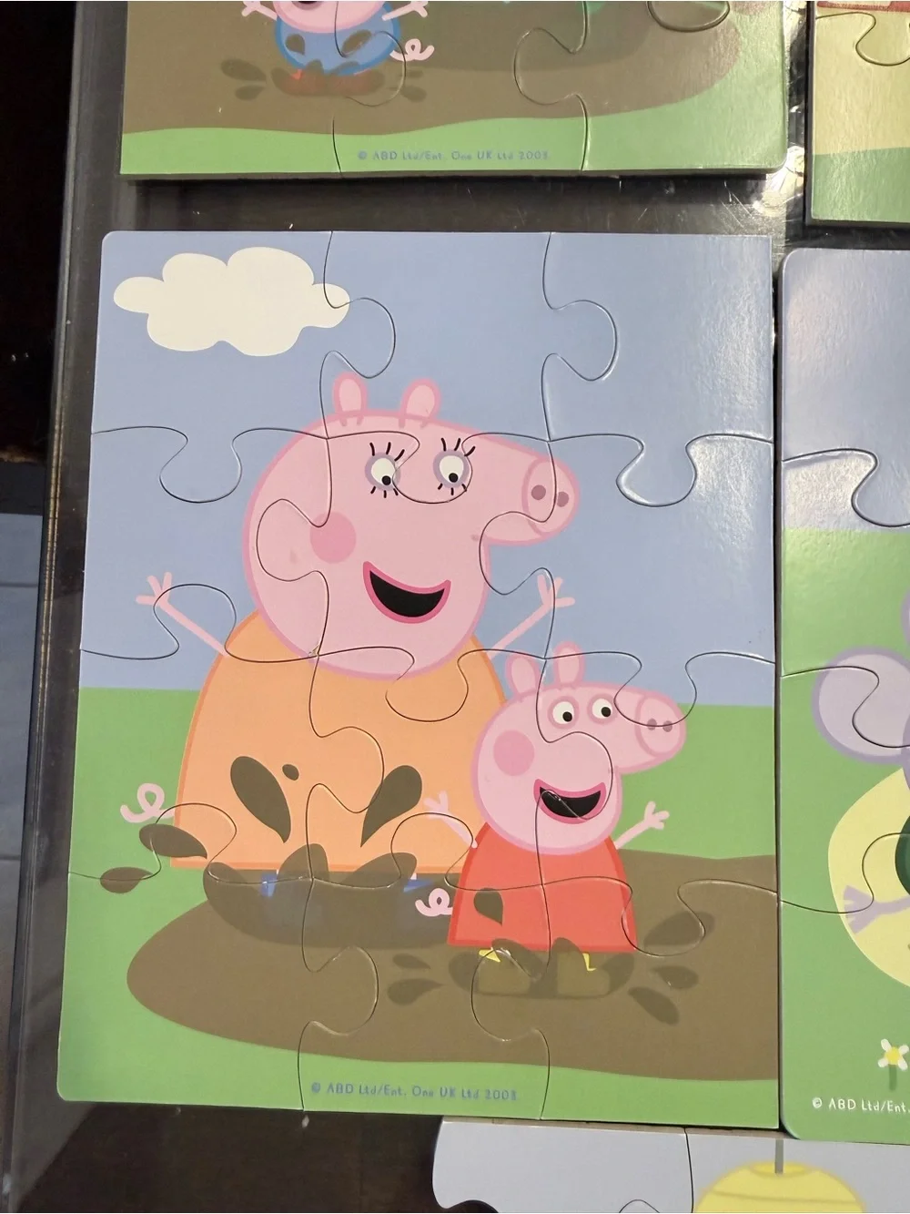 7- Peppa Pig Puzzle Set - Pink, Green, Blue Scenes numbered for easy making!